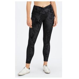 Fabletics Black High-Waisted Crushed Velour Crossover Leggings Medium